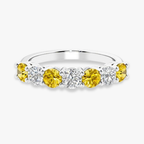 18K Solid Gold Fancy Yellow Alternating Lab Diamond Eternity Band
