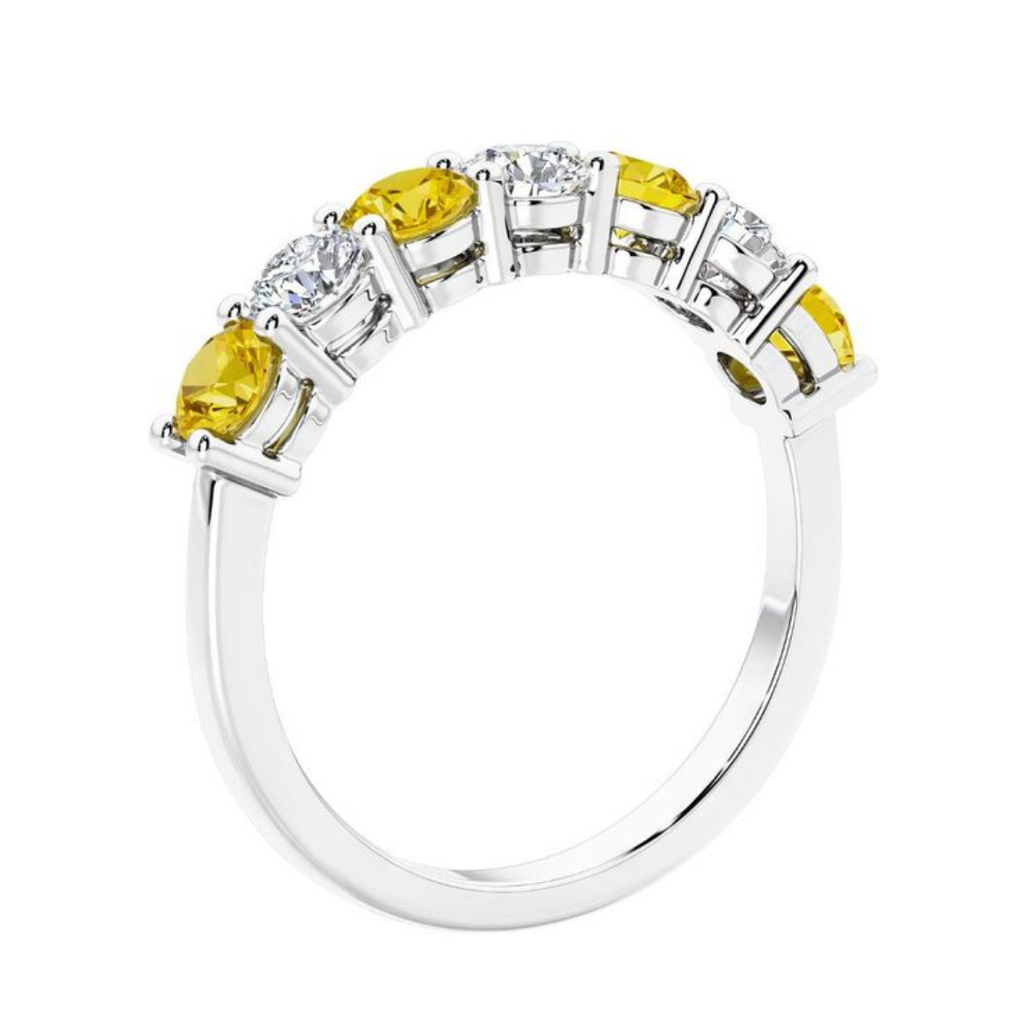 18K Solid Gold Fancy Yellow Alternating Lab Diamond Eternity Band