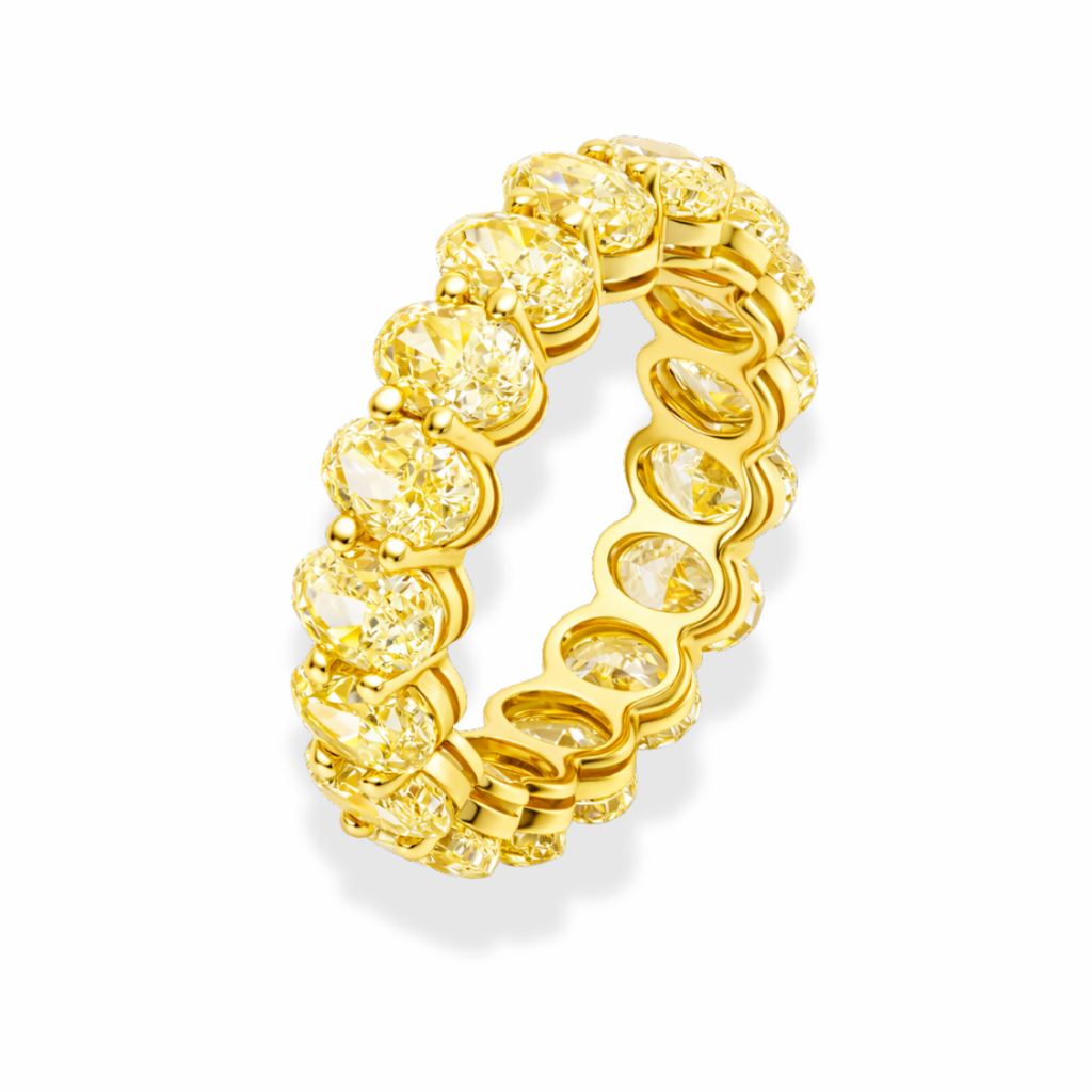 18K Solid Gold Yellow Oval Lab Diamond Eternity Ring
