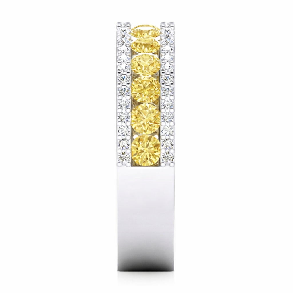 Yvonne Half- Eternity Fancy Yellow Round Diamonds Lab Grown Diamond Band Ring 5 mm 18K Yellow Gold