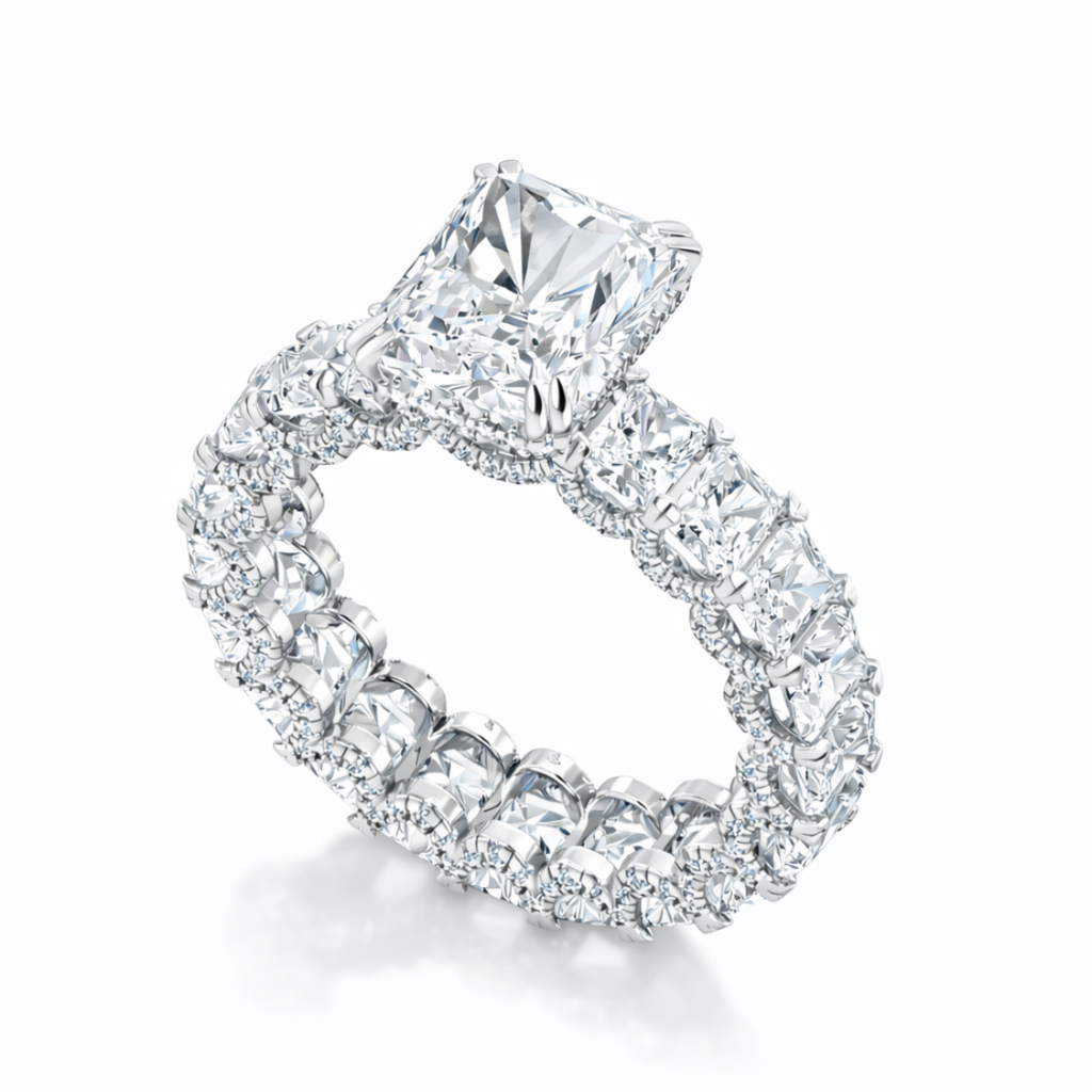 11 Carat Set of Jana Eternity Radiant (7 ct. tw.)  +  Radiant Eternity (4 ct. tw.) Lab Diamond Rings in White Gold 18K | IGI and SGL certificates