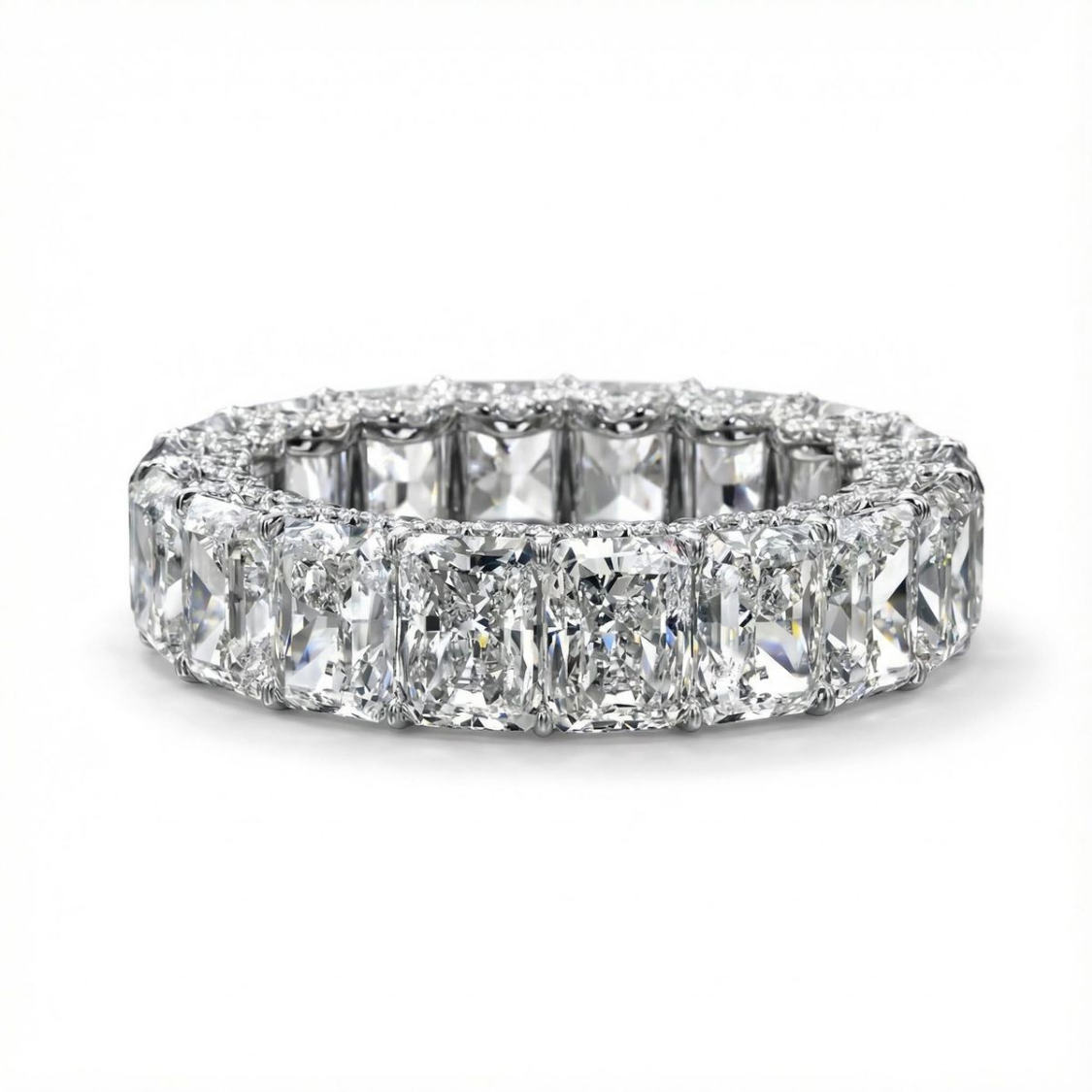 11 Carat Set of Jana Eternity Radiant (7 ct. tw.)  +  Radiant Eternity (4 ct. tw.) Lab Diamond Rings in White Gold 18K | IGI and SGL certificates
