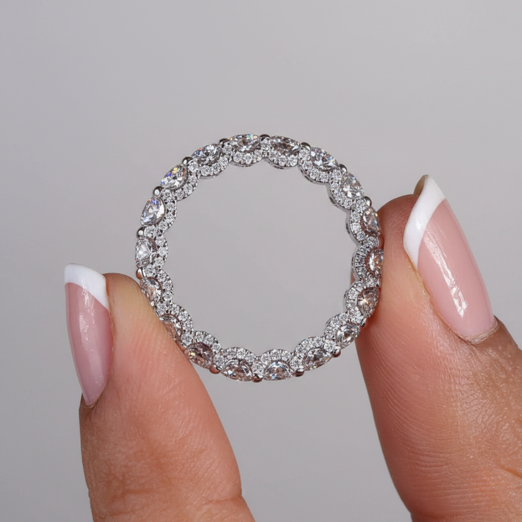 11 Carat Set of Jana Eternity Radiant (7 ct. tw.)  +  Radiant Eternity (4 ct. tw.) Lab Diamond Rings in White Gold 18K | IGI and SGL certificates
