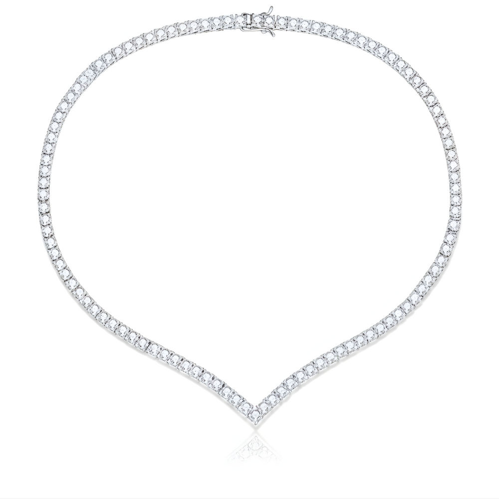 V-Shaped Tennis Lab Diamond (15 ct.) Necklace (16 in.) 18K White Gold