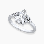 18K Solid Gold Bea Pear Cluster Accent Lab Diamond Ring