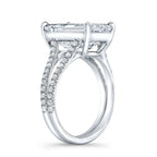18K Solid Gold Emerald Split Shank Pavé Lab Diamond Ring