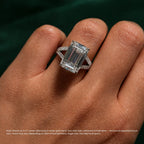 18K Solid Gold Emerald Split Shank Pavé Lab Diamond Ring