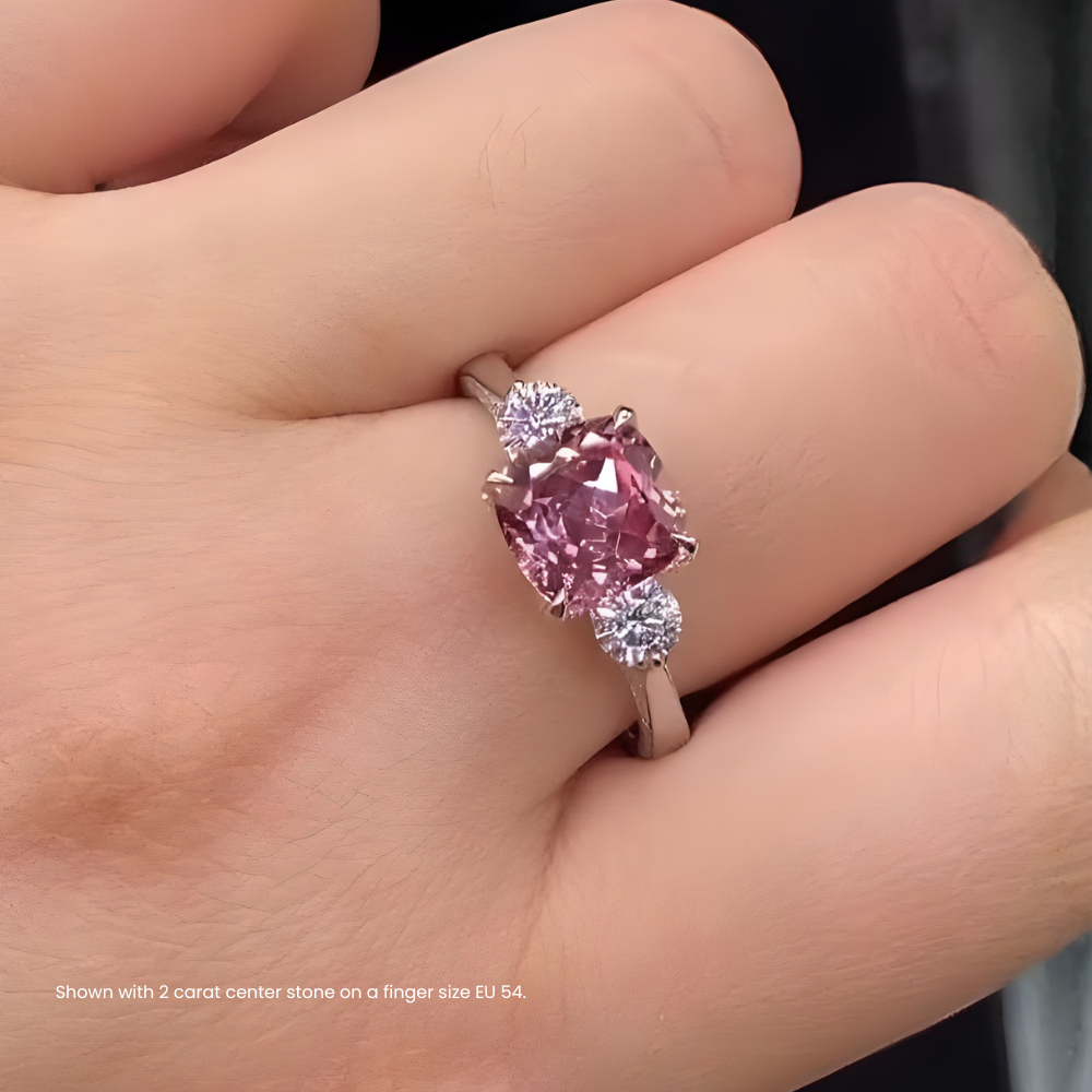 18K Solid Gold Fancy Color Round Side Stone Ring