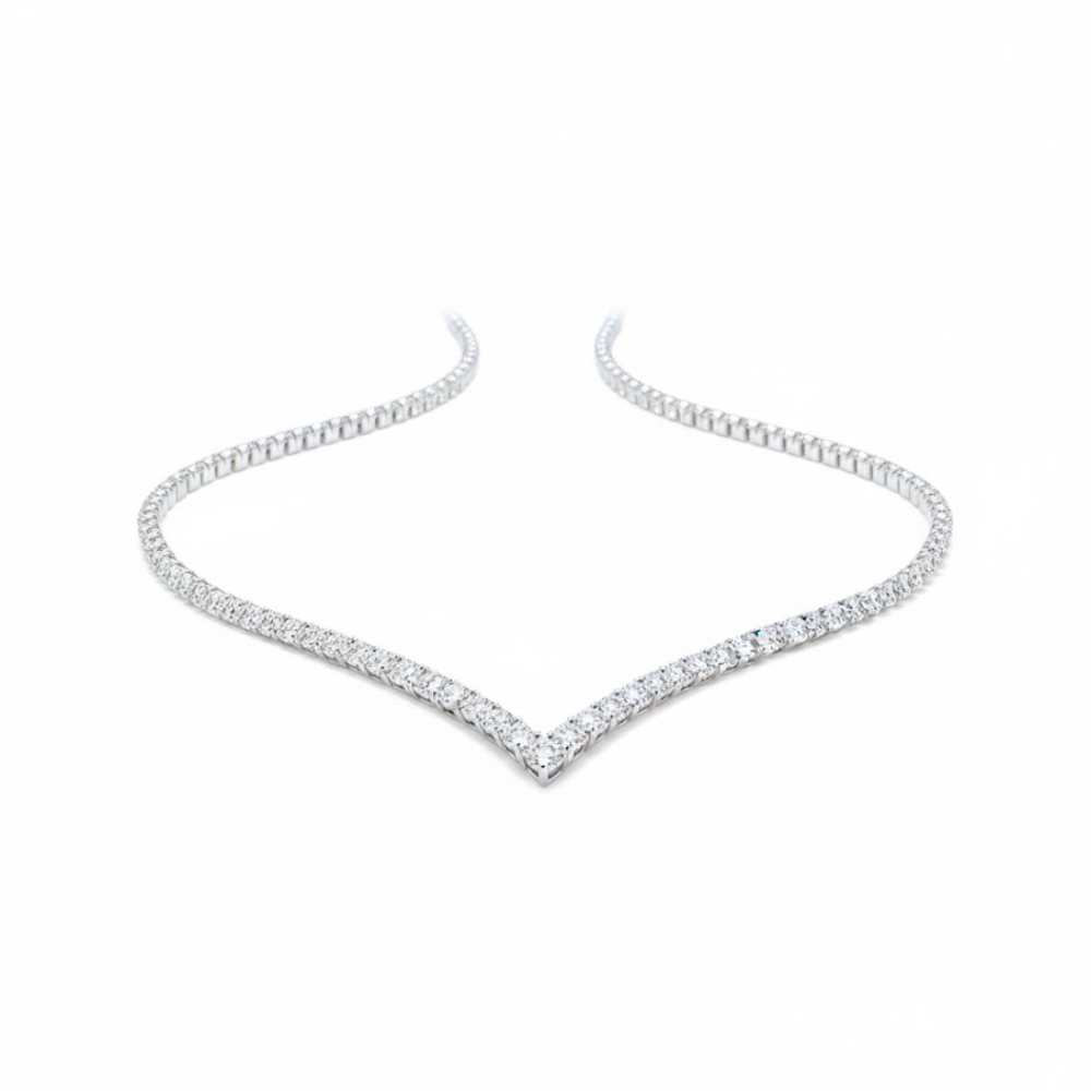 V-Shaped Tennis Lab Diamond (15 ct.) Necklace (16 in.) 18K White Gold
