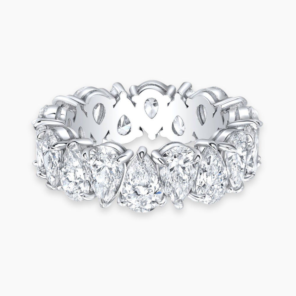 Pear Cut North-South Diamond Eternity Band in Solid Gold