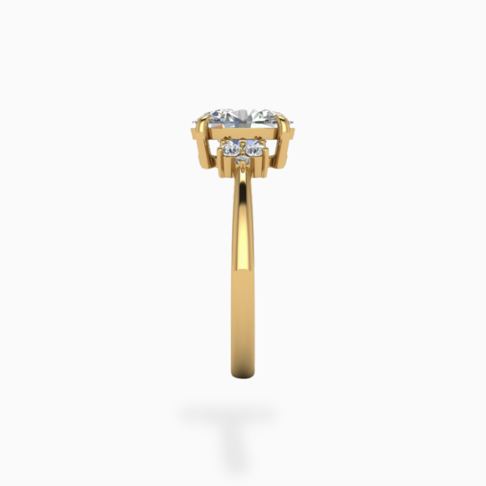 Aida Clustered Accents Lab Grown Diamond Engagement Ring in 18k Gold - Oval