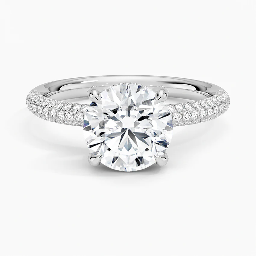 3-sided Pave Hidden Halo Lab Diamond Ring