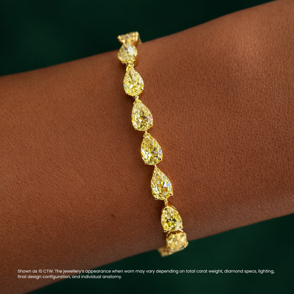 Fancy Yellow East-West Pear Tennis Lab Diamond Bracelet (10 ct. tw.) 18K Gold
