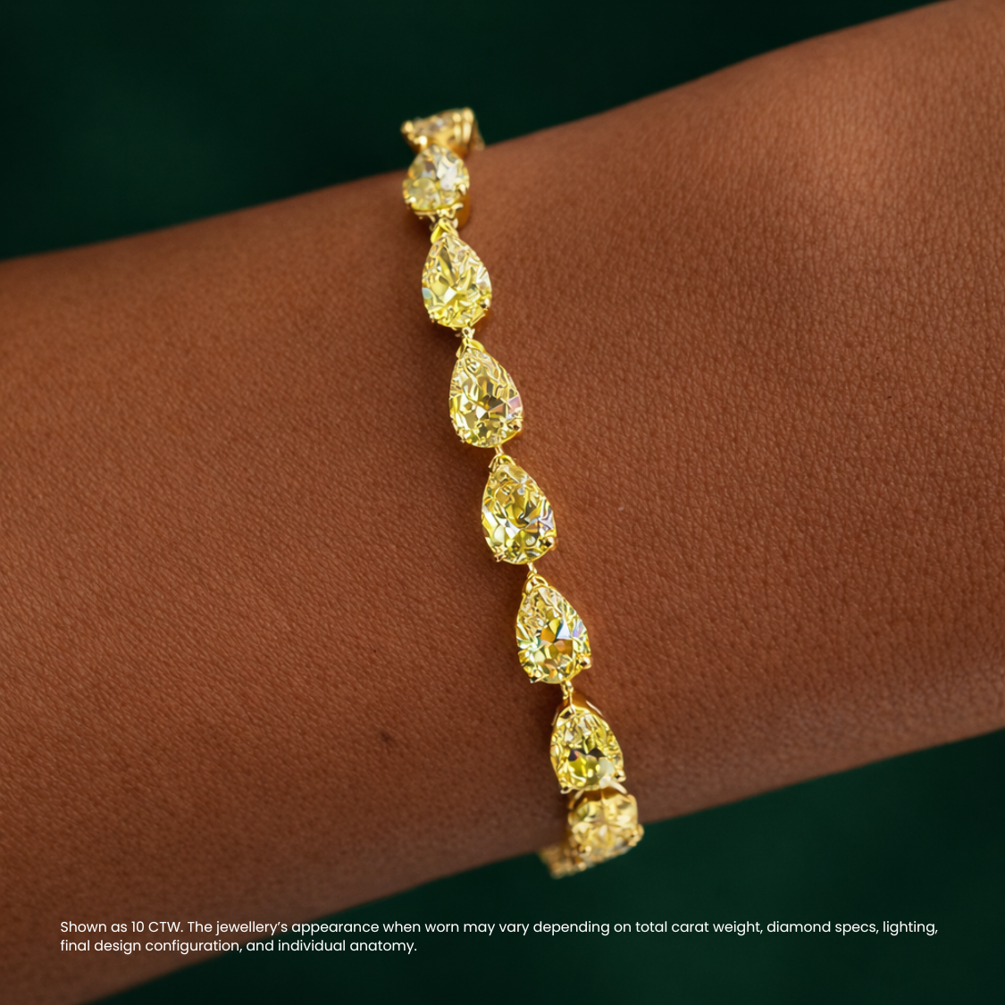 Fancy Yellow East-West Pear Tennis Lab Diamond Bracelet (10 ct. tw.) 18K Gold