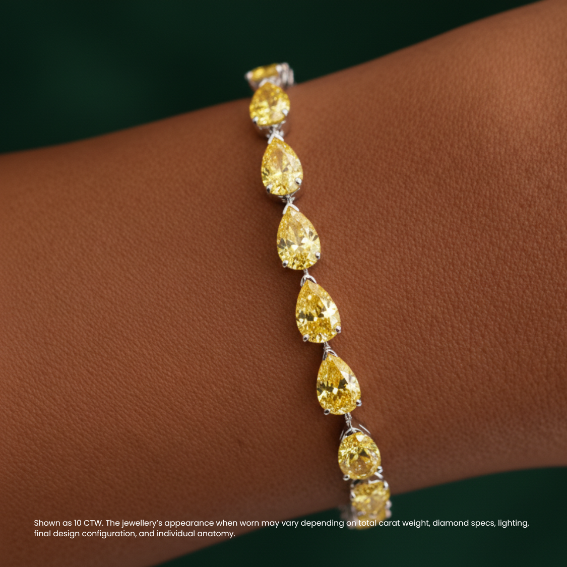 Fancy Yellow East-West Pear Tennis Lab Diamond Bracelet (10 ct. tw.) 18K Gold