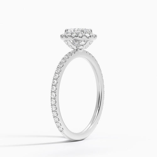 0.5 ct Oval Lab Diamond  + 0.5 ct Halo Pavé Ring 18K Gold (1 ct tcw.)