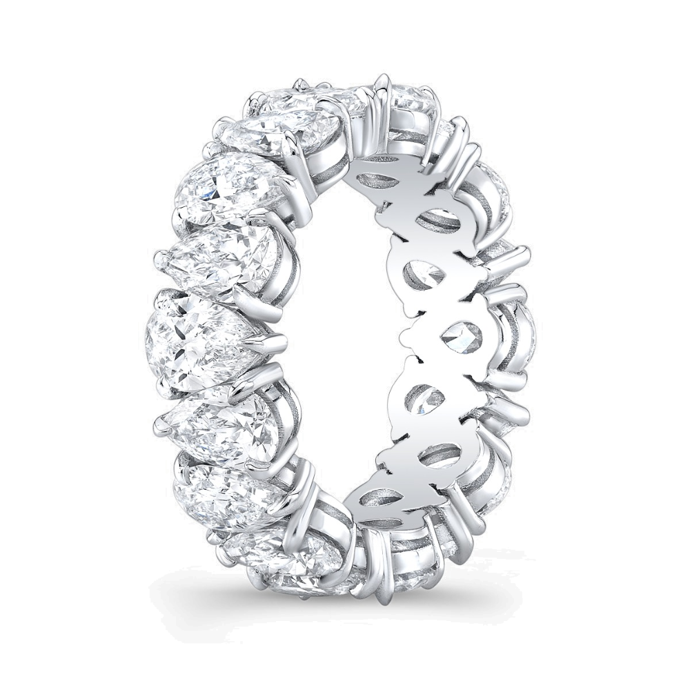 Pear Cut North-South Diamond Eternity Band in Solid Gold