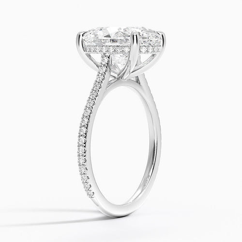 4 ct. Oval Lab Diamond Hidden Halo 3/4 Diamonds Pave Setting White Gold 18K