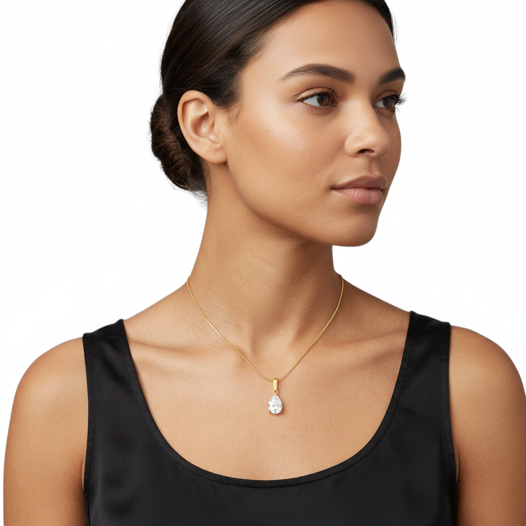 Pear Diamond Omega Choker Necklace⁠