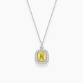 Halo Yellow Cushion Pendant Lab Diamond ( 2 ct. tw. ) Necklace 18K Gold