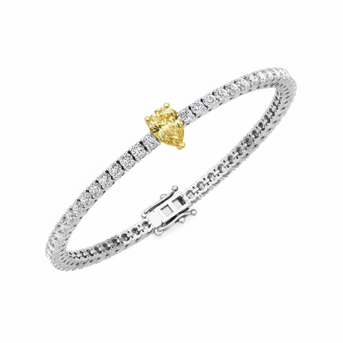 Fancy Yellow Pear Tennis Lab Diamond Bracelet (4 ct. tw.) 18K White Gold