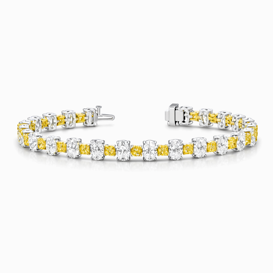 Fancy Round and White Oval Lab Diamond Bracelet (12 ct. tw.) 18K White Gold
