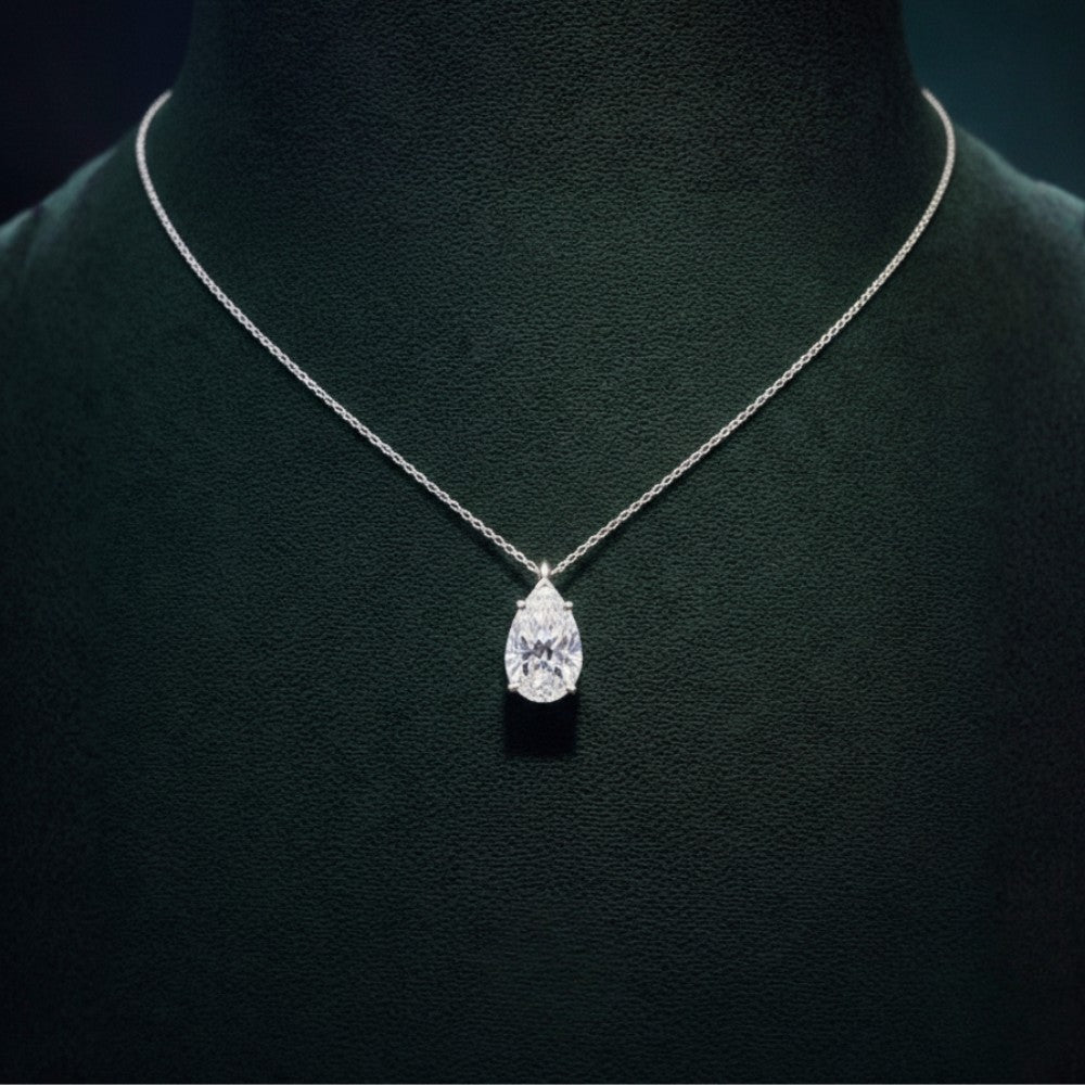 Pear Diamond Solitaire Pendant Necklace⁠