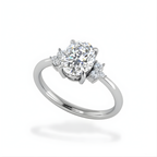 18K Solid Gold Oval Lab Grown Diamond Cluster Engagement Ring
