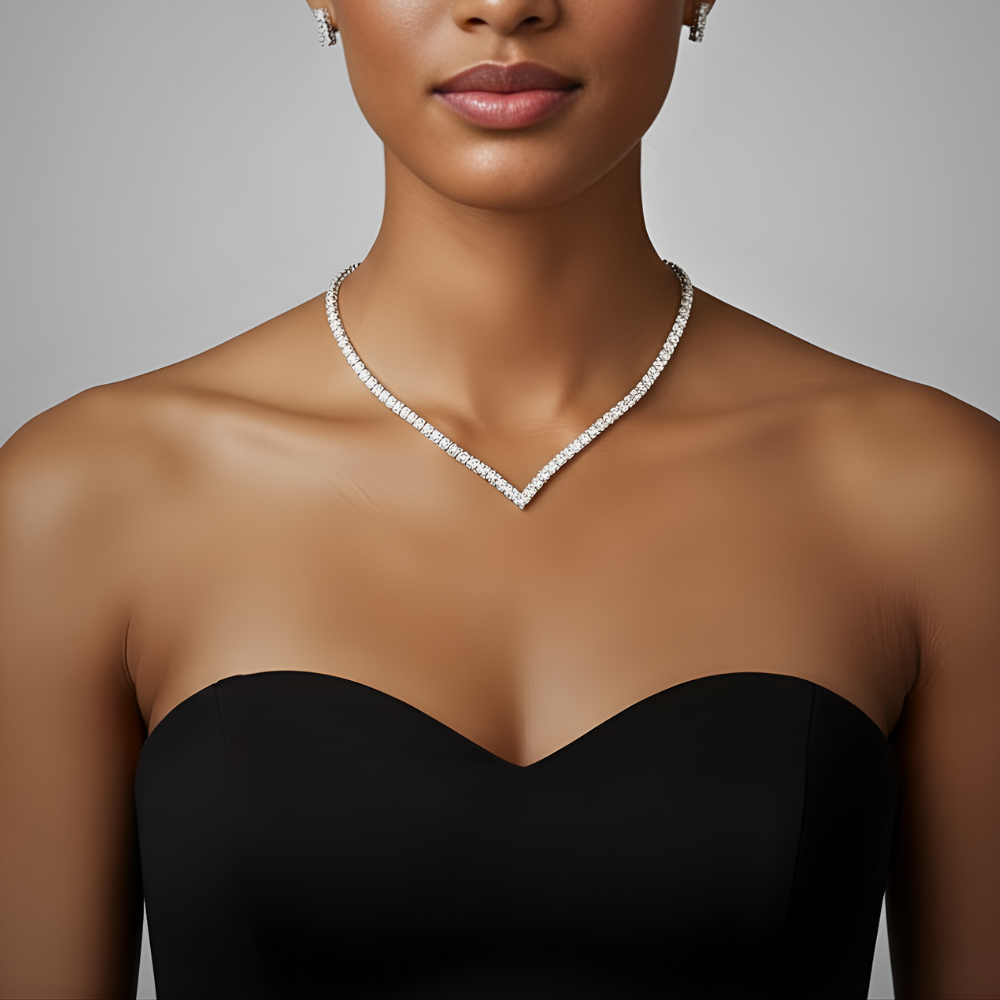 V-Shaped Tennis Lab Diamond (15 ct.) Necklace (16 in.) 18K White Gold