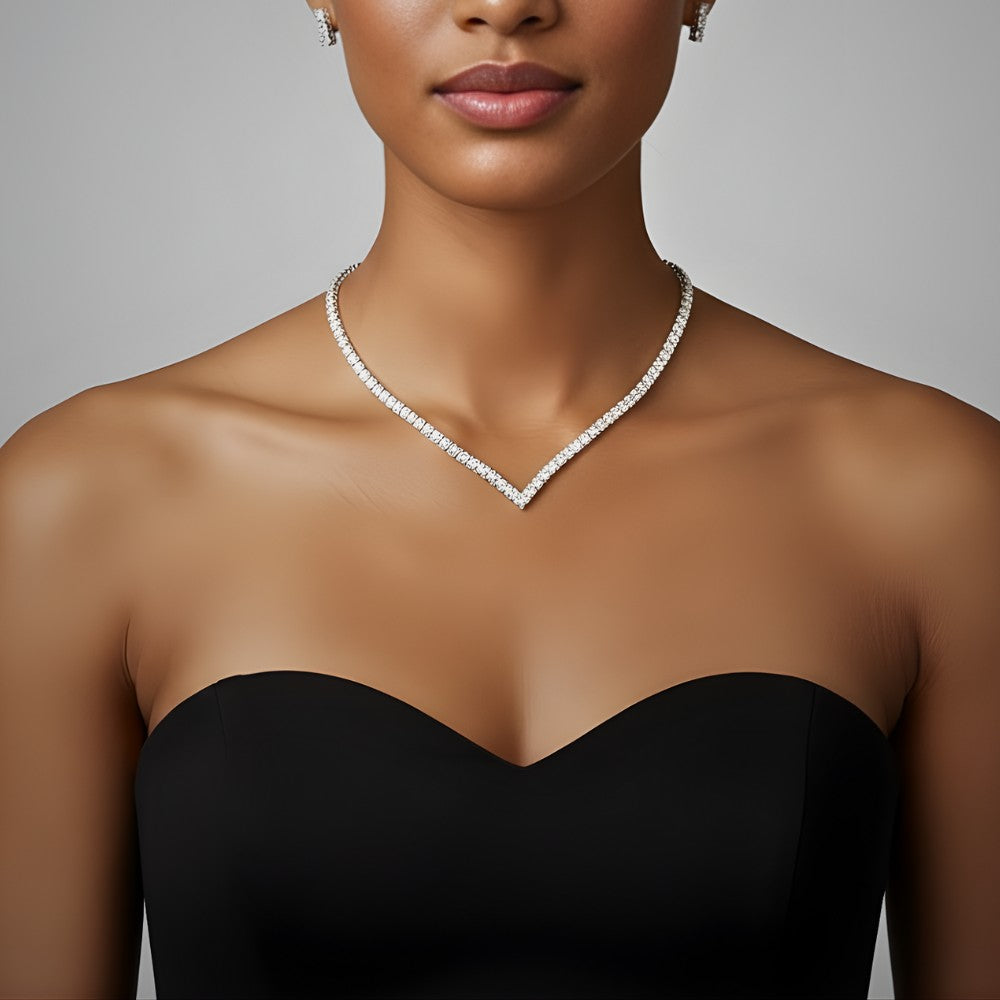 V-Shaped Diamond Tennis Necklace