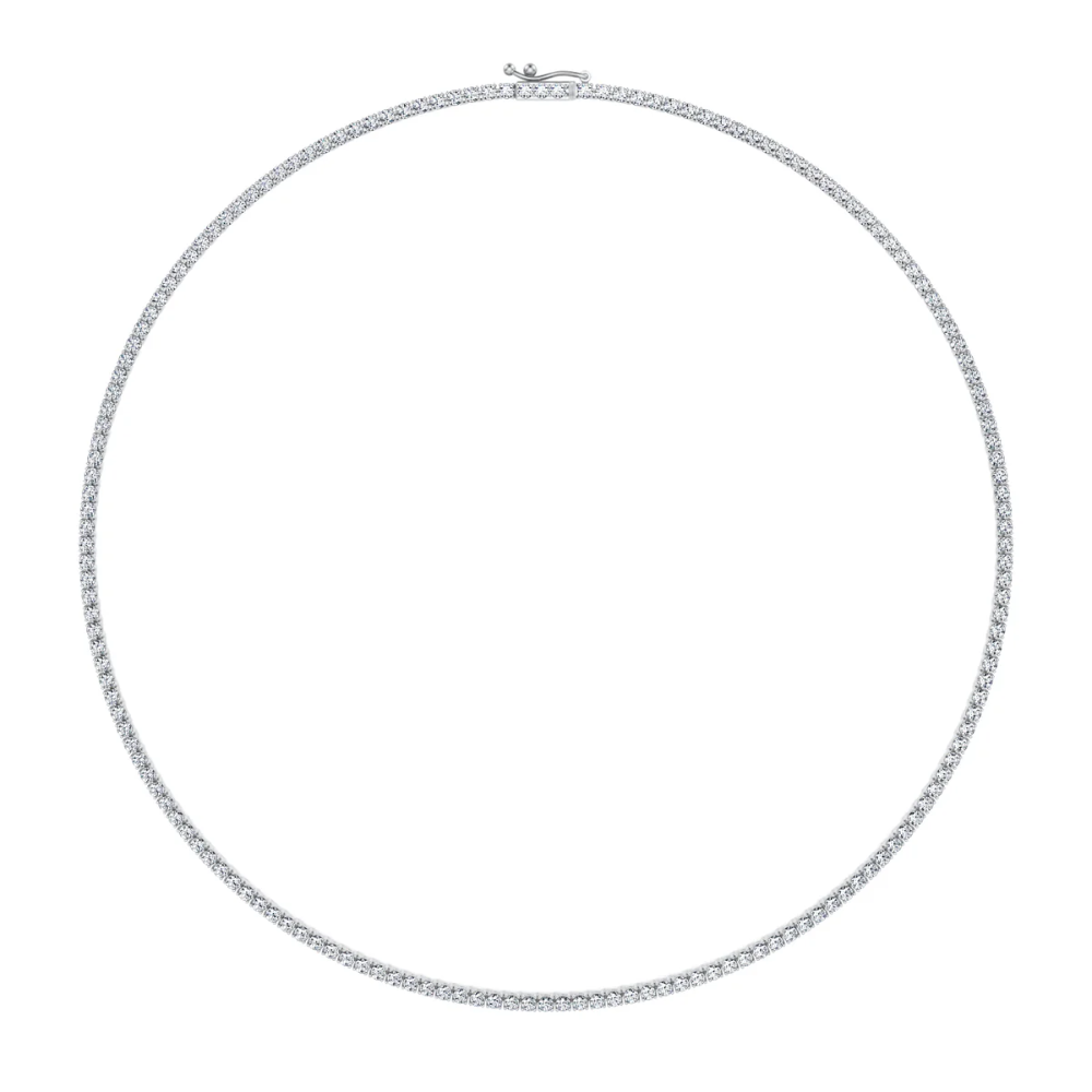 9 Carat Stack: Tennis Chocker (6 ct.) 14 in. and Pear Pendant  (3 ct. ) Lab Diamond Necklace in 18K White Gold