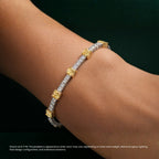 Fancy Yellow Cushion & Princess Cut Diamond Tennis Bracelet⁠