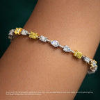 Fancy Yellow Oval & White Multi-Shape Diamond Tennis Bracelet⁠