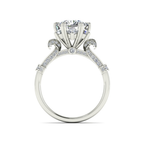 Round Cut Snowflake Halo Pavé Engagement Ring in Solid Gold⁠