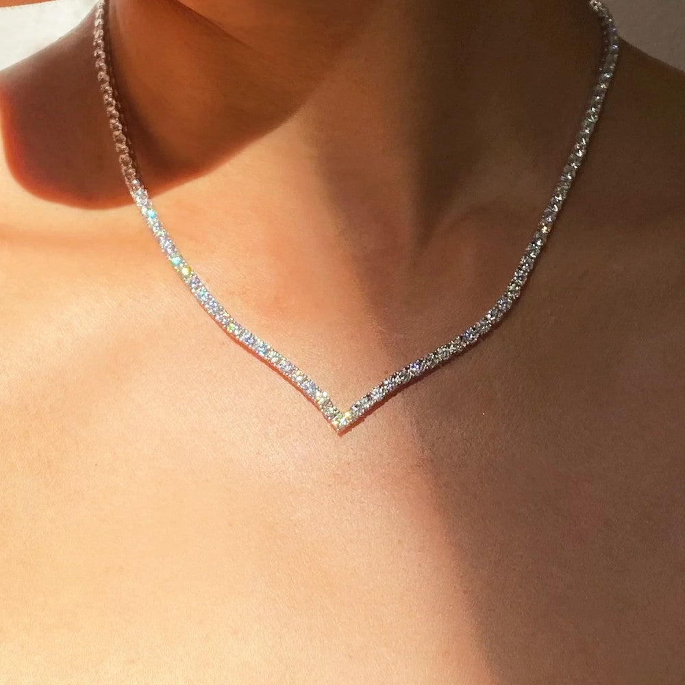 V-Shaped Diamond Tennis Necklace