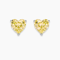 Yellow Heart Stud Lab Diamond Earrings ( 1 ct * 2 ) 18K Gold