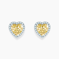 Halo Yellow Heart Stud Lab Diamond Earrings ( 2 ct * 2 ) 18K Gold