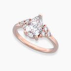 18K Solid Gold Bea Pear Cluster Accent Lab Diamond Ring