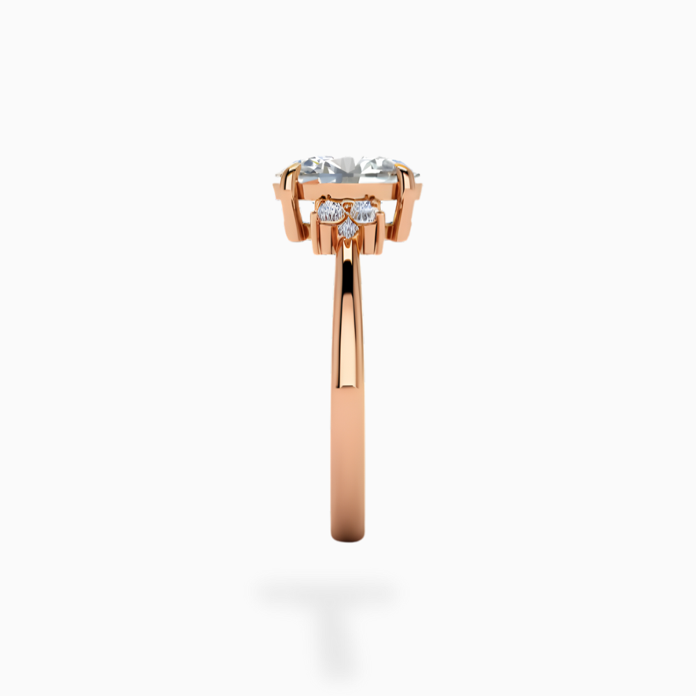 Aida Clustered Accents Lab Grown Diamond Engagement Ring in 18k Gold - Oval