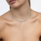 Princess Cut Diamond Floral Lariat Drop Bridal Necklace⁠