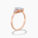 18K Solid Gold Bea Pear Cluster Accent Lab Diamond Ring