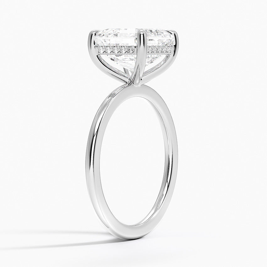 ⁠Asscher Cut Hidden Halo Diamond Solitaire Engagement Ring in Solid Gold⁠