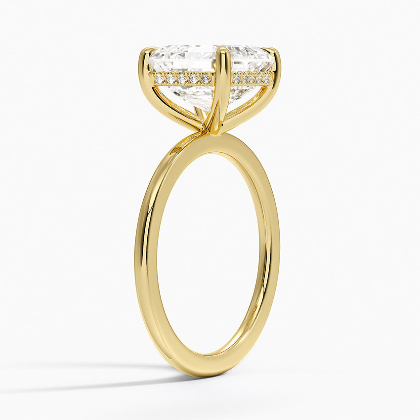 ⁠Asscher Cut Hidden Halo Diamond Solitaire Engagement Ring in Solid Gold⁠