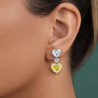 Yellow Heart Diamond Mixed Cut Tennis Necklace and Earrings Set⁠