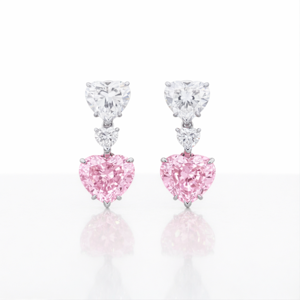 30 Carat Alma Fancy Pink High Jewelry Bridal Lab-Grown Diamond Set 18K White Gold