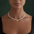Yellow Heart Diamond Mixed Cut Tennis Necklace and Earrings Set⁠