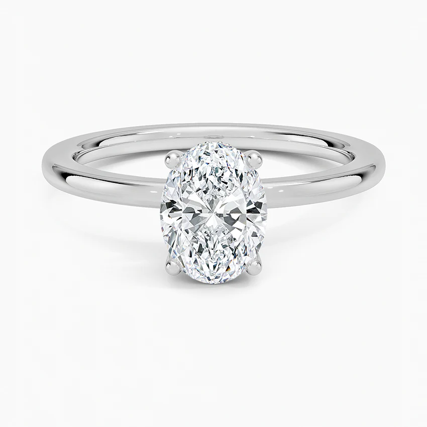 Solitaire Hidden Halo Lab Diamond Ring 18k Gold