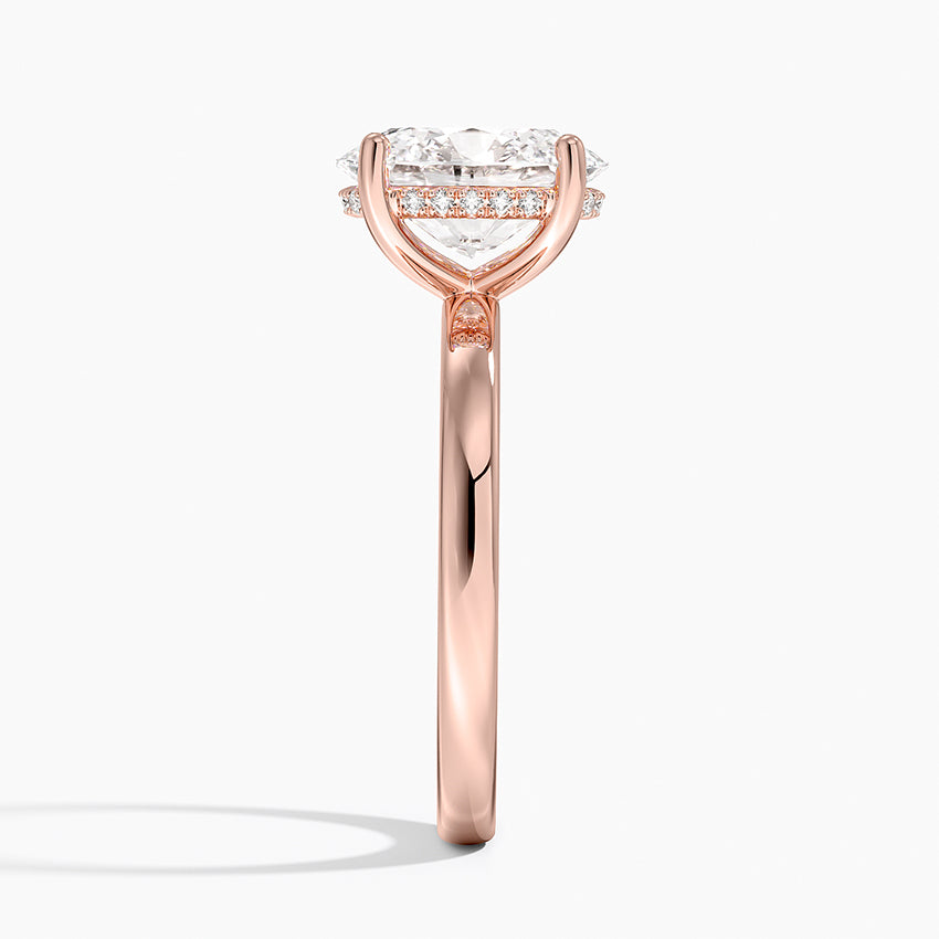 Solitaire Hidden Halo Lab Diamond Ring 18k Gold