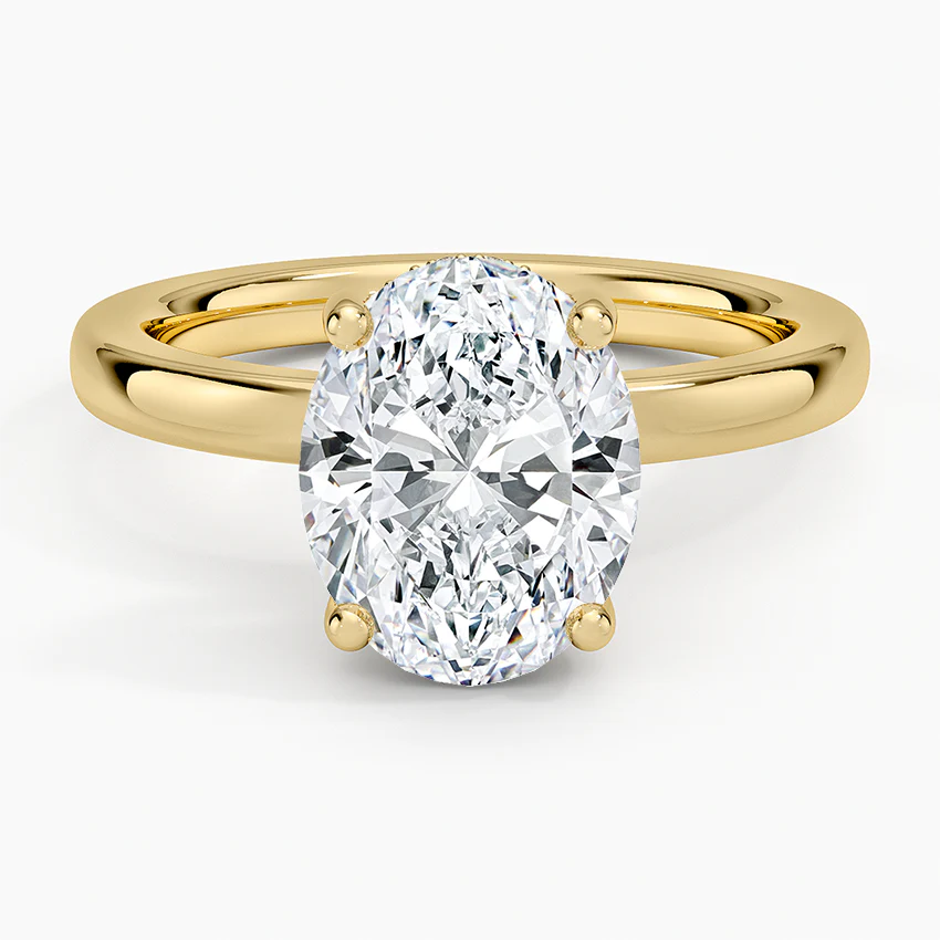 Solitaire Hidden Halo Lab Diamond Ring 18k Gold