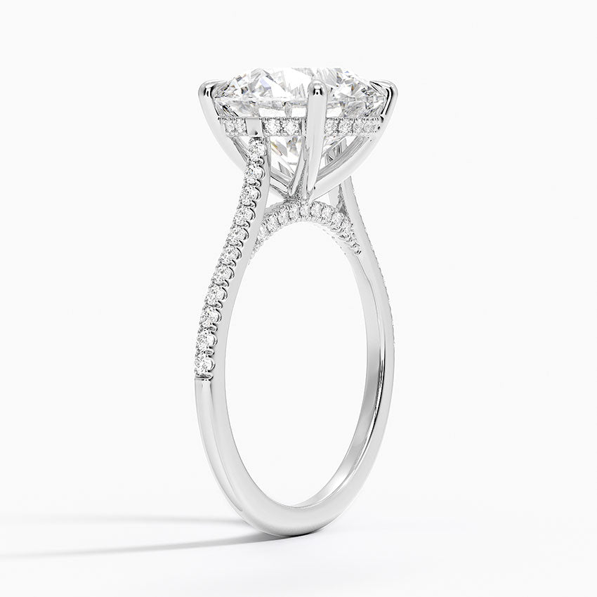 18K Solid Yellow Gold Oval Lab Grown Diamond Cathedral Solitaire Ring